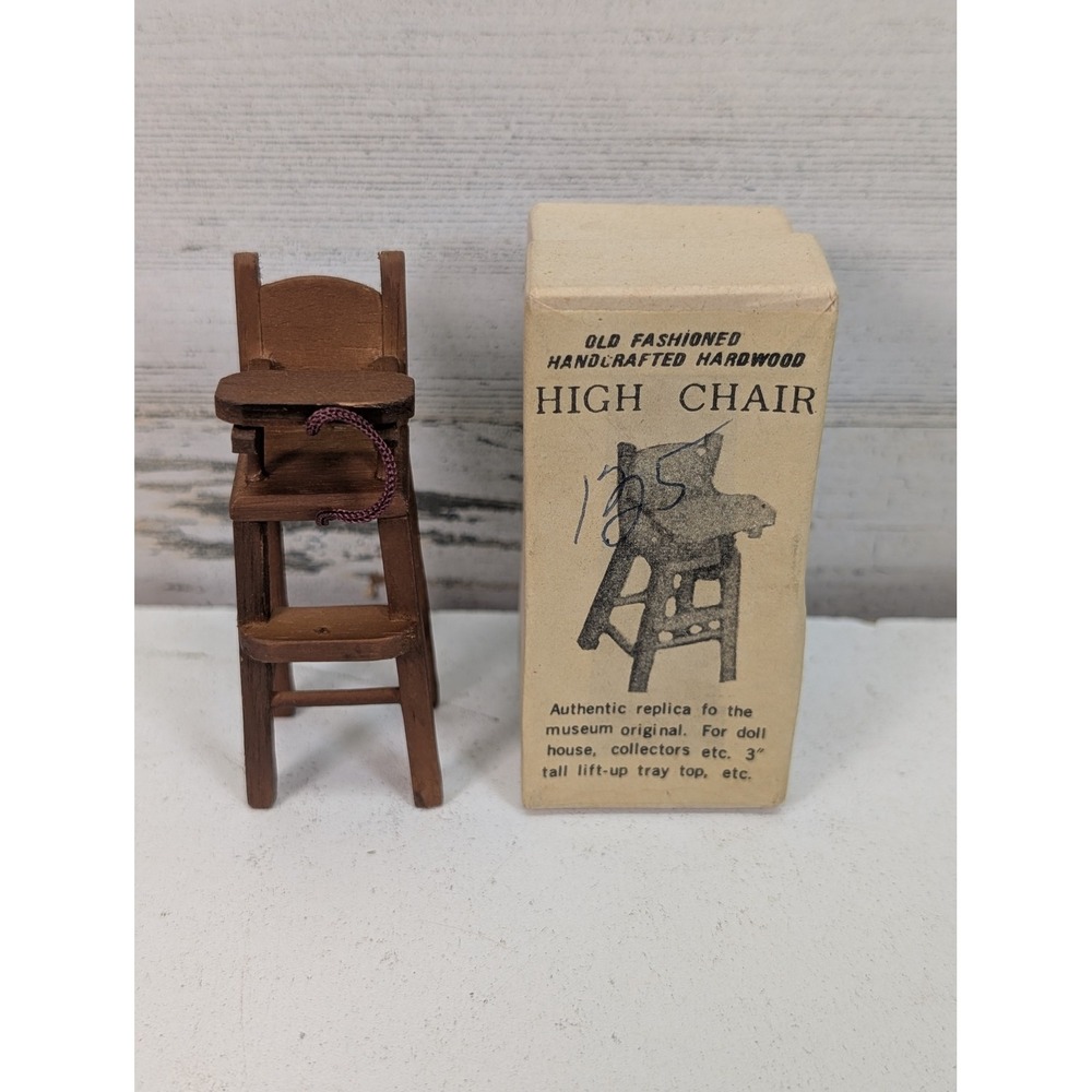 Vintage A.I. Importing Co Brown Wood 1:12 Dollhouse High Chair Victorian Box